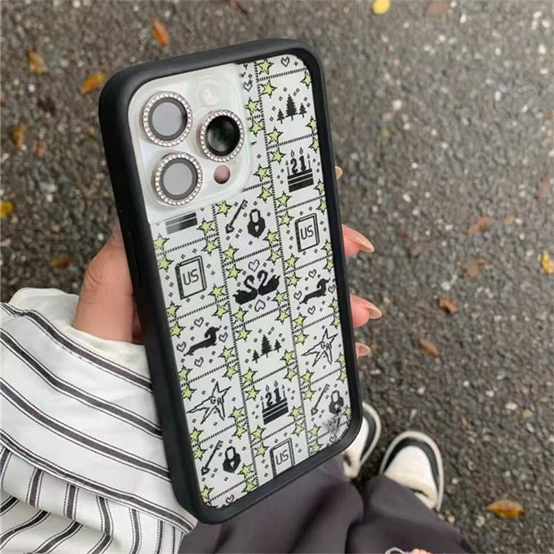 Wildblume süß Polka Dot Liebe kariert Handyhülle iPhone Für 17 13 Pro 14 15 Pro 14plus 16promax 12 17 Pro WF Acryl Rückseite