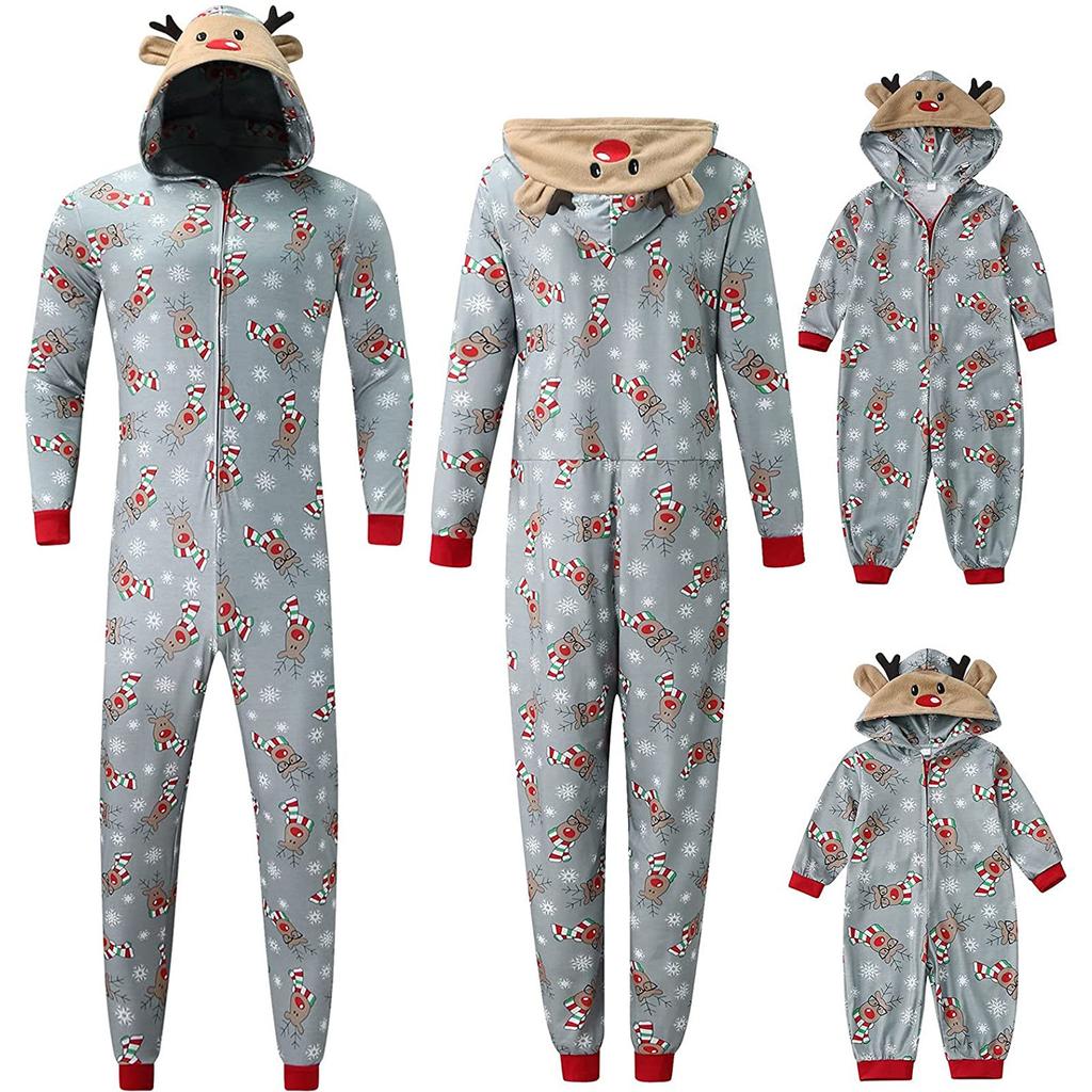 Yihaojia Family Matching Christmas Pajama Set - Hooded Holiday Romper PJS For Kids & Adults