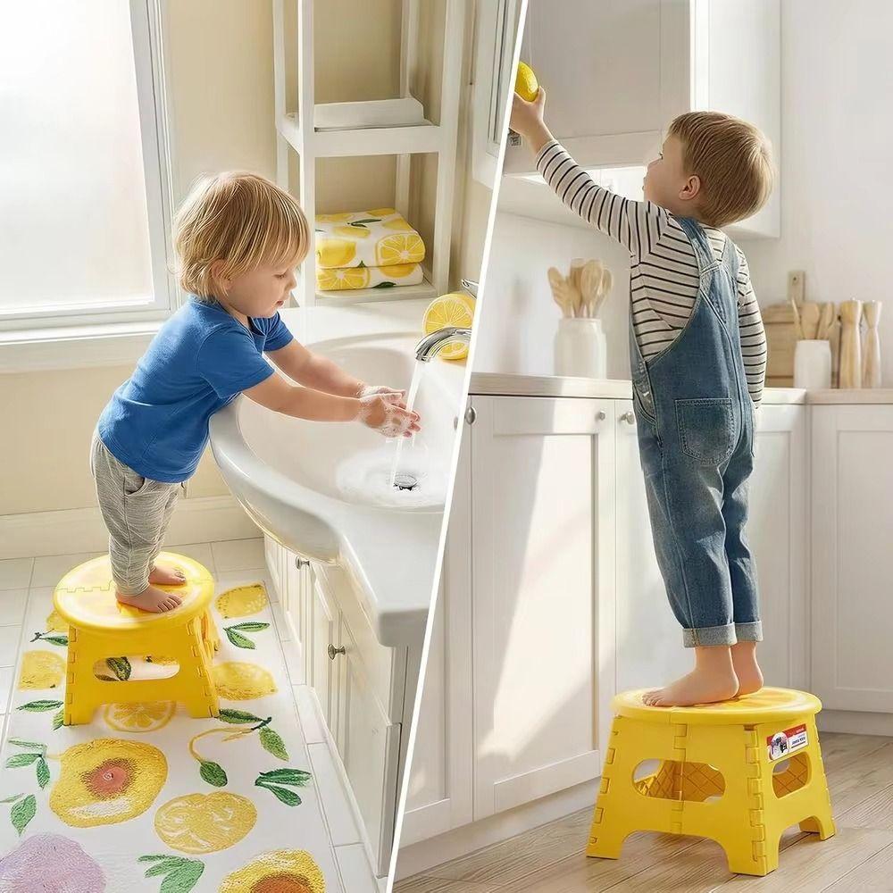 Non-Slip Folding Stool Sturdy Kids Step Stool Cartoon Low Chair Kitchen