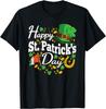 Happy St Patricks Day Irish Shamrock Horseshoe Graphic Tee Unisex Women Casual TShirt