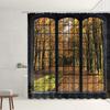 Set Tende da Doccia Finestra Retrò Foresta Autunnale Cascata Strada Vintage Fiore Pianta Architettura Moderna Paesaggio Schermi per Bagno