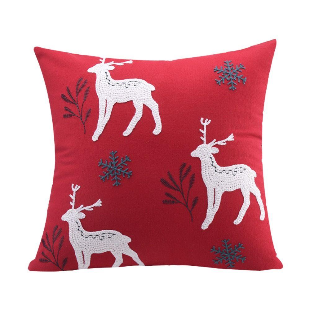 

1/2pcs Terylene Embroidered Decorative Pillowcase 18*18 Inch Winter Atmosphere Pillowcase Office 1pcs