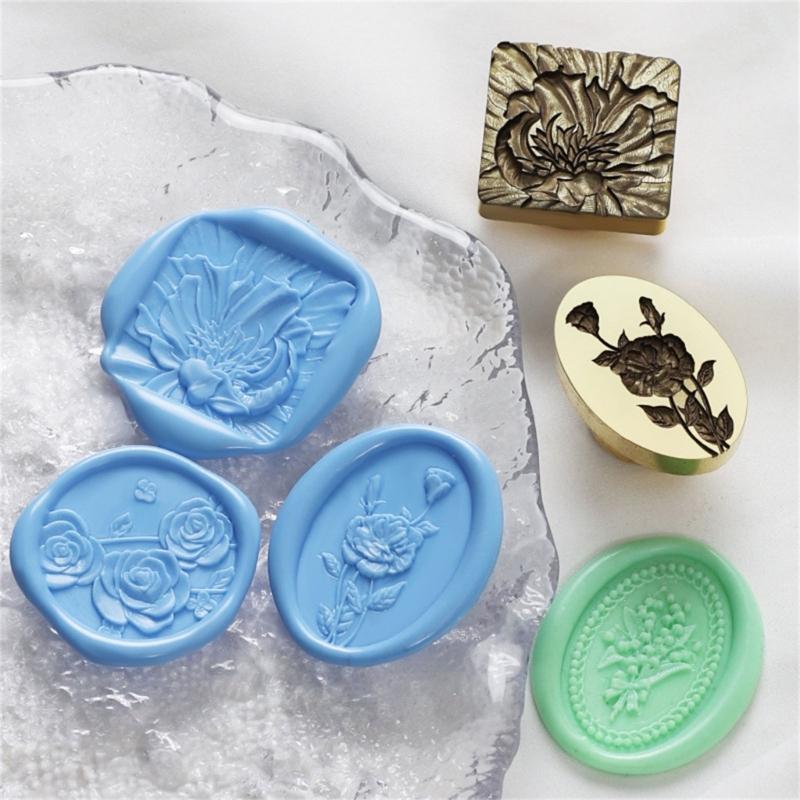 Flower Embossed Wax Seal Stamp Head for Wedding Invitation Envelope, Flower Textured Wax Seal Stamp Head