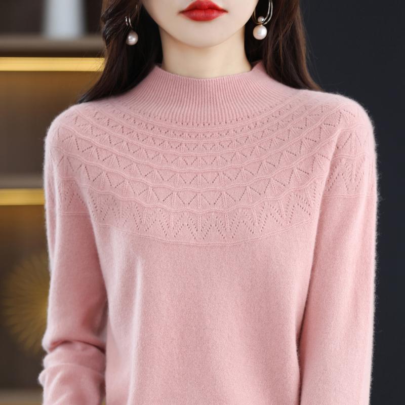 Women's Half Turtleneck Sweater, Qinghe Cashmere, 30% Cashmere 70% Wool, Winter Knitted Pullover Autumn Sweater Cashmere Sweater