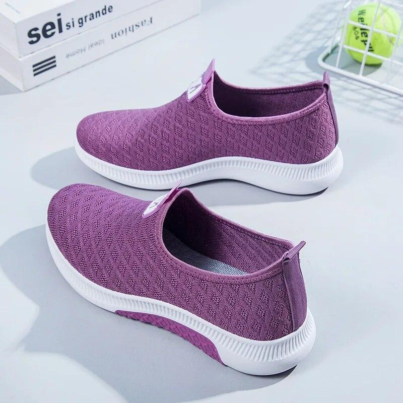 Summer Korean Mesh Comfortable Women Shoes Breathable Hollow Sports Walking Sneakers Casual Flat Ladies Solid Shoes