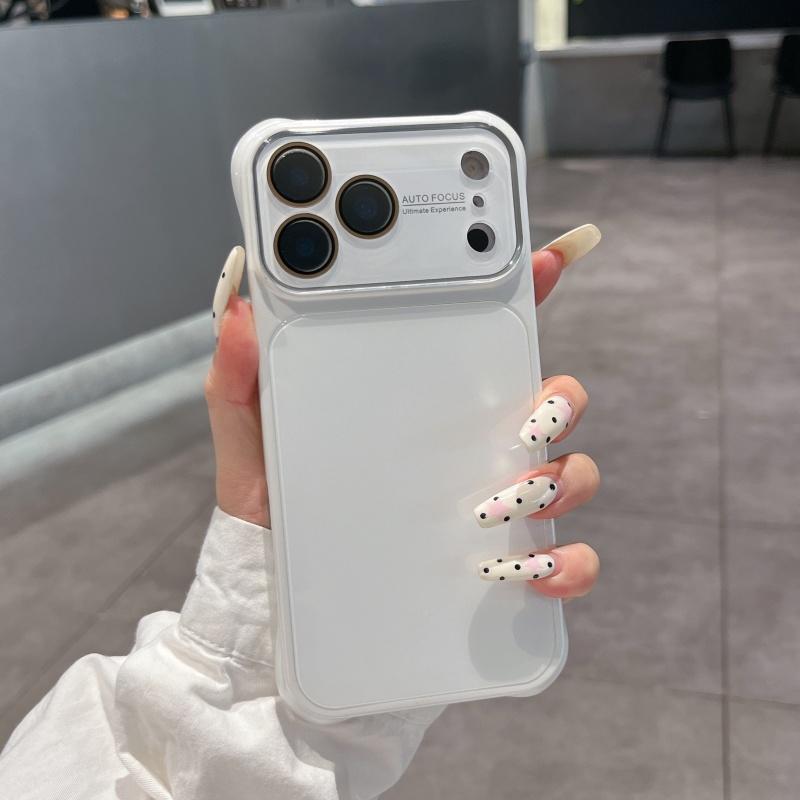 Luxury Shockproof Four Corners Armor Case For iPhone 17 16 15 14 Pro Max Glossy Acrylic Candy Hard Glass Camera Protection Cover