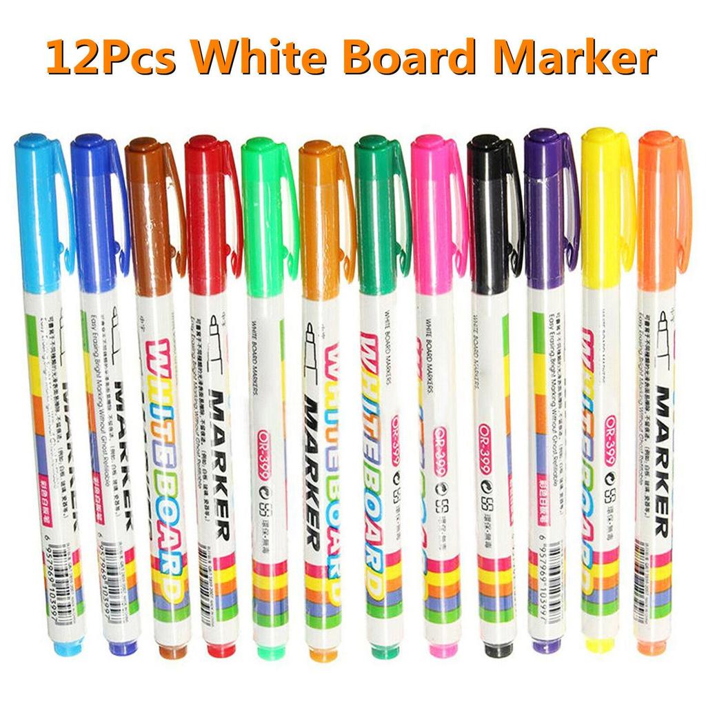 12 Colour White Board Marker Pens Pen Dry Eraser Easy Wipe Whiteboard Easy Dry