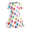 Süßes Ganzseiten Buntes Blumenmuster Mädchen Freizeitkleid mit Einfachem Blumendesign Kurzärmeliges Kleid Geeignet für Geburtstagsgeschenke