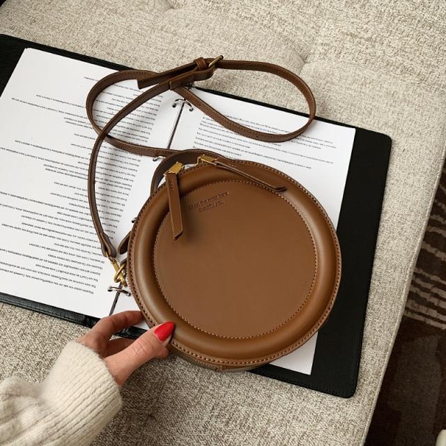 Роскошные маленькие круглые дизайнерские сумки через плечо для женщин новинка 2021 года трендовые винтажные сумки на плечо из искусственной кожи брендовая женская повседневная сумка 20cmx8cmx20cm коричневый 2690₽