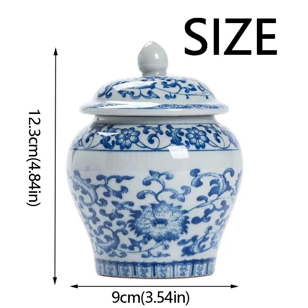 Chinese Style Ceramic Tea Jar with Sealed Lid Food Storage Container  Kitchen Pantry Holder
