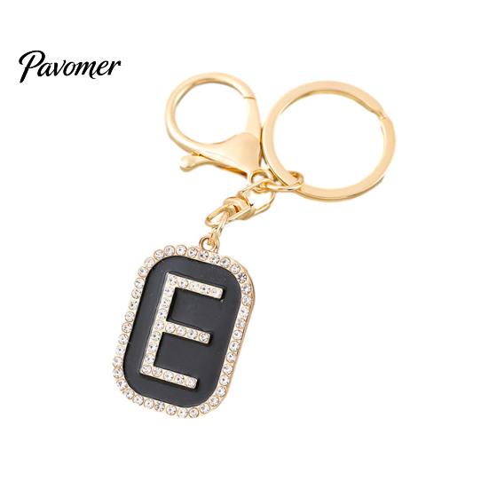 26 Alphabet Charm A-Z Rhinestone Letter Keychain, Zinc Alloy Capital Keyring, Plated for Handbags and Backpacks Decorative Key Accessory