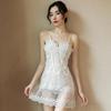 Atractivo Camisón de Malla con Encaje y Cuello Halter para Mujer 19266