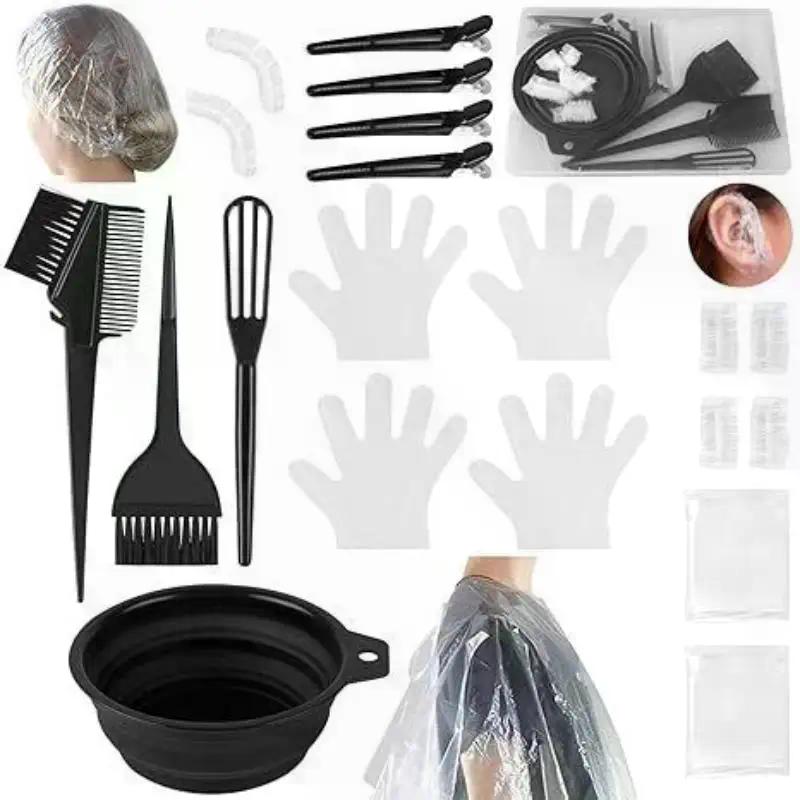 Hair Dye Brush And Bowl Set Ear Caps Dye Mixer Hair Tint Dying Coloring Applicator Dye Tool Hairdressing Styling Accessory
