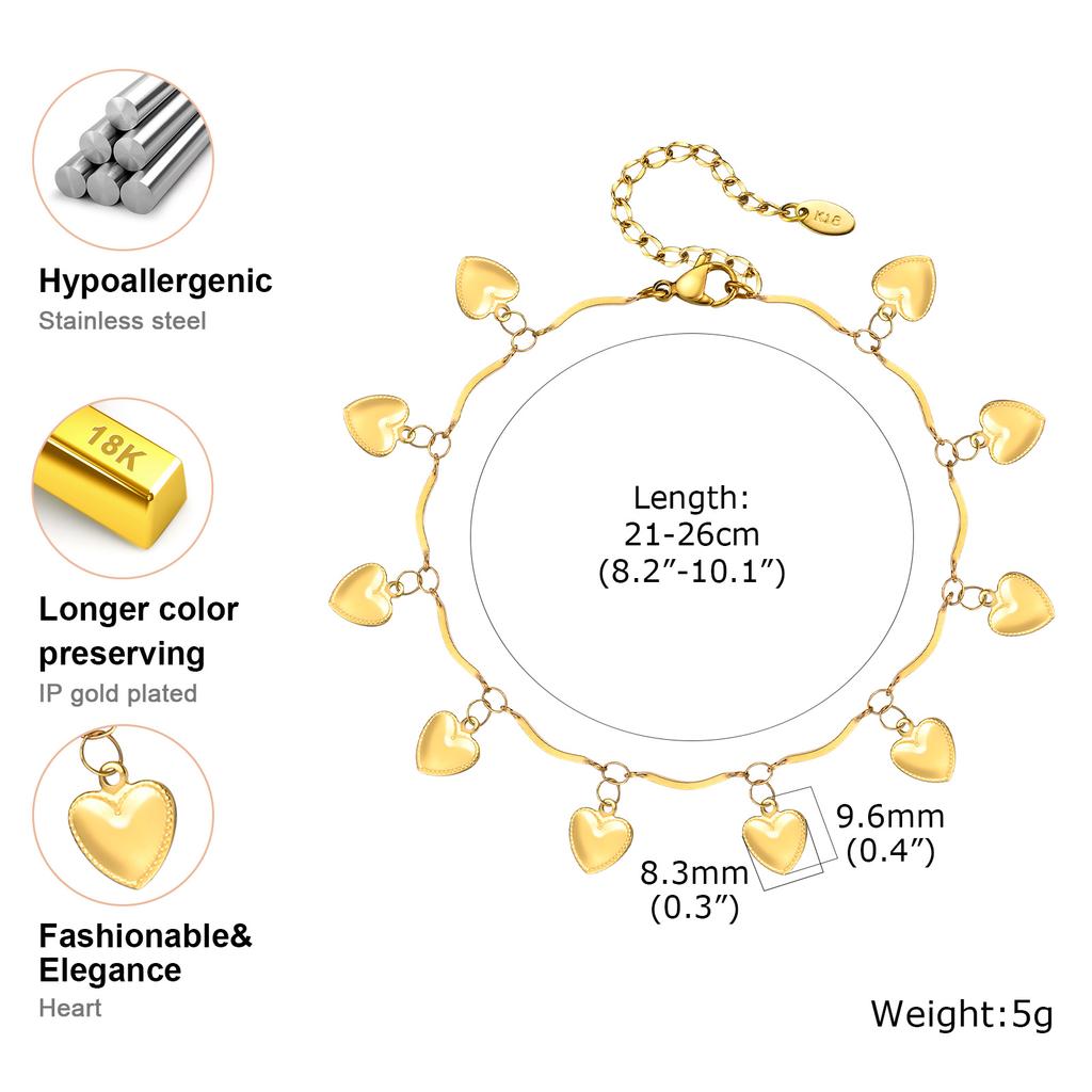 Stainless Steel Anklet for Women Gold Color Mini Heart Chain Anklet Bracelets Leg Accessories Beach Party Foot Jewelry