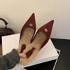 Sexy Pantofle s teplou plyšovou podšívkou a špičatou špičkou Dámské 2024 Podzim Luxusní design s kovovou špičkou Nízký podpatek Mules Boty pro ženy Plyšové mokasíny