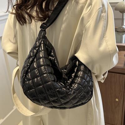 Tašky Podzimní a Zimní Diamantově Vyšívané Bavlněné Oblečení Tašky Velká Kapacita Módní a Všestranné Tašky přes Rameno Crossbody
