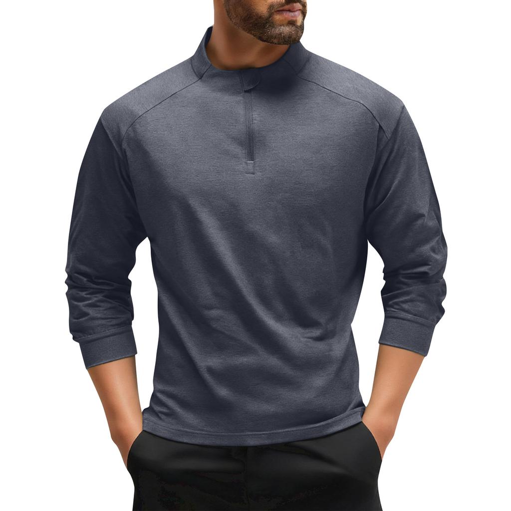 Men's Solid Color Outdoor Half Zip Sports Fitness Running Training Cycling Top