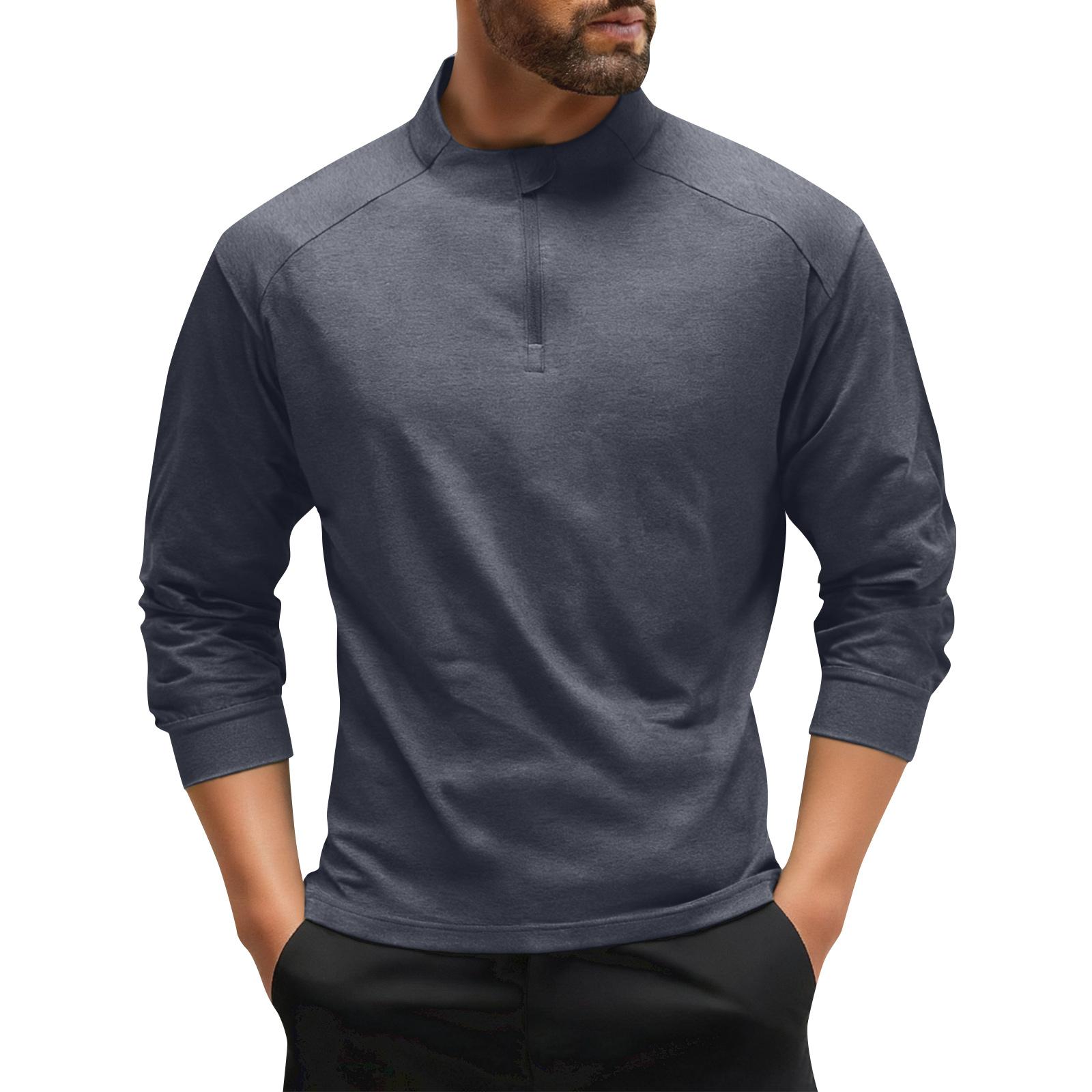 

Men s Solid Color Outdoor Half Zip Sports Fitness Running Training Cycling Top L