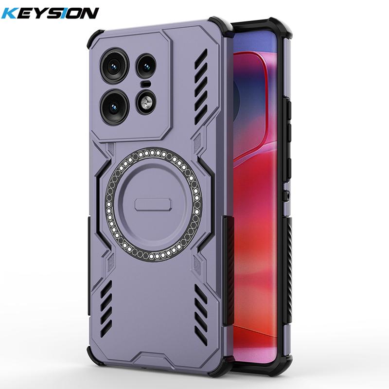 

KEYSION Hollow Heat Dissipation Case for Motorola Edge 50 Pro 5G Silicone+PC Magnetic Cooling Shockproof Phone Cover for Edge 50 Pro for Edge 50 Pro фиолетовый