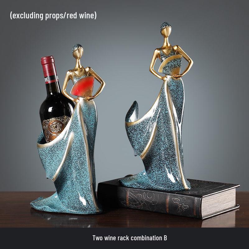 Modern Wine Cabinet Decor: Creative Red Wine Rack Handicrafts for Living Room and Entryway Display