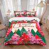 3Pcs Christmas Village Scene Bedding Set Quilt Cover Pillowcase Home Christmas Halloween Gift 1 Duvet Cover 2 Pillowcase S183