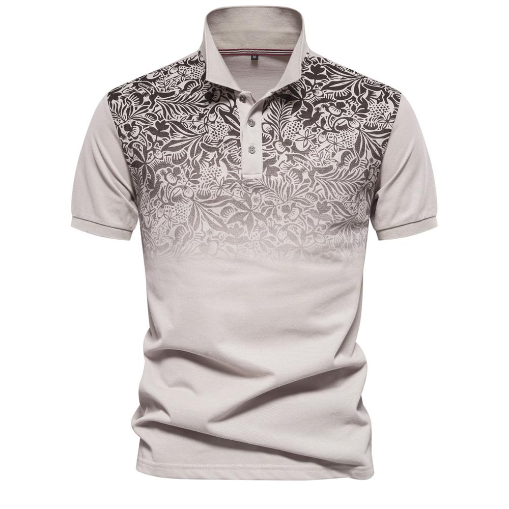 TrendHub Men's Short Sleeve Polo Shirt, Gradient Printed, Cotton Blend,  New Design