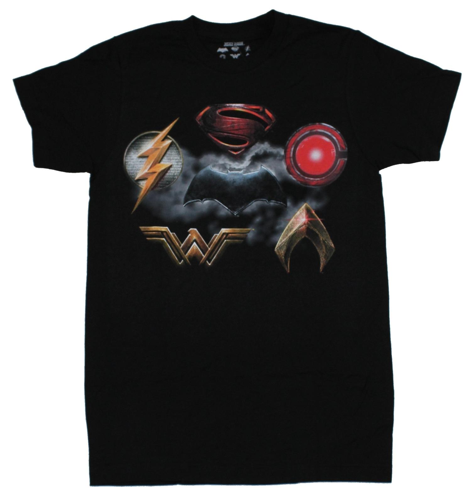 Justice League Adult New T-shirt Movie Style Logo Around Batman Logo XXL