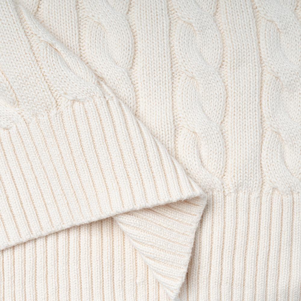 Polo Ralph Lauren SS22 Solid Logo Embroidered Cable Knit Crew Neck Sweater Men sweater Beige 710775885-024