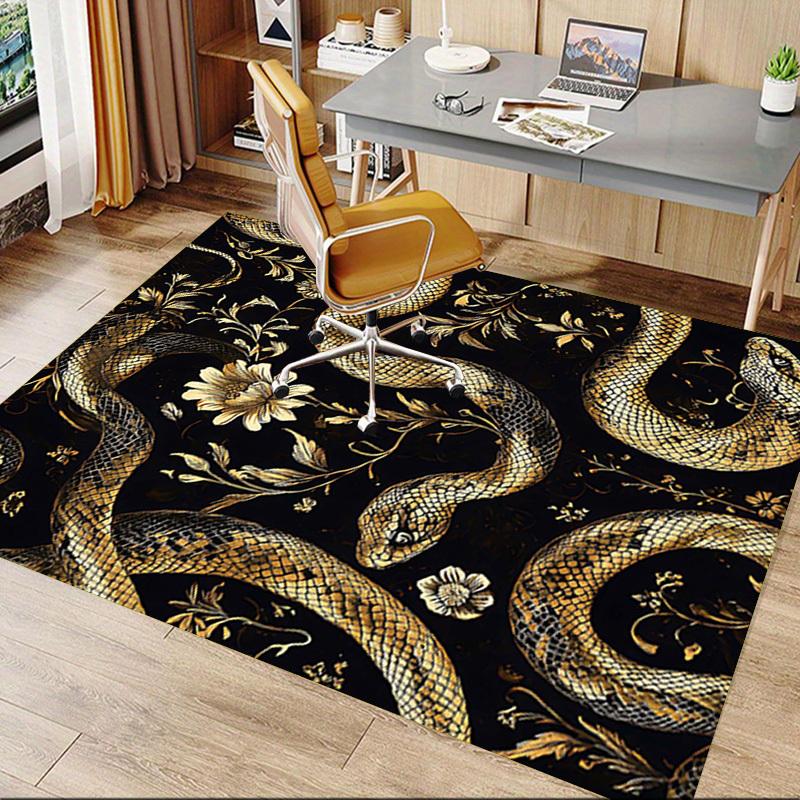 1PC Snake Flowers Non-Slip Floor Carpet Compatible for Office&Living Room&Bedroom&Dining room - Flat-Weave Machine-W267
