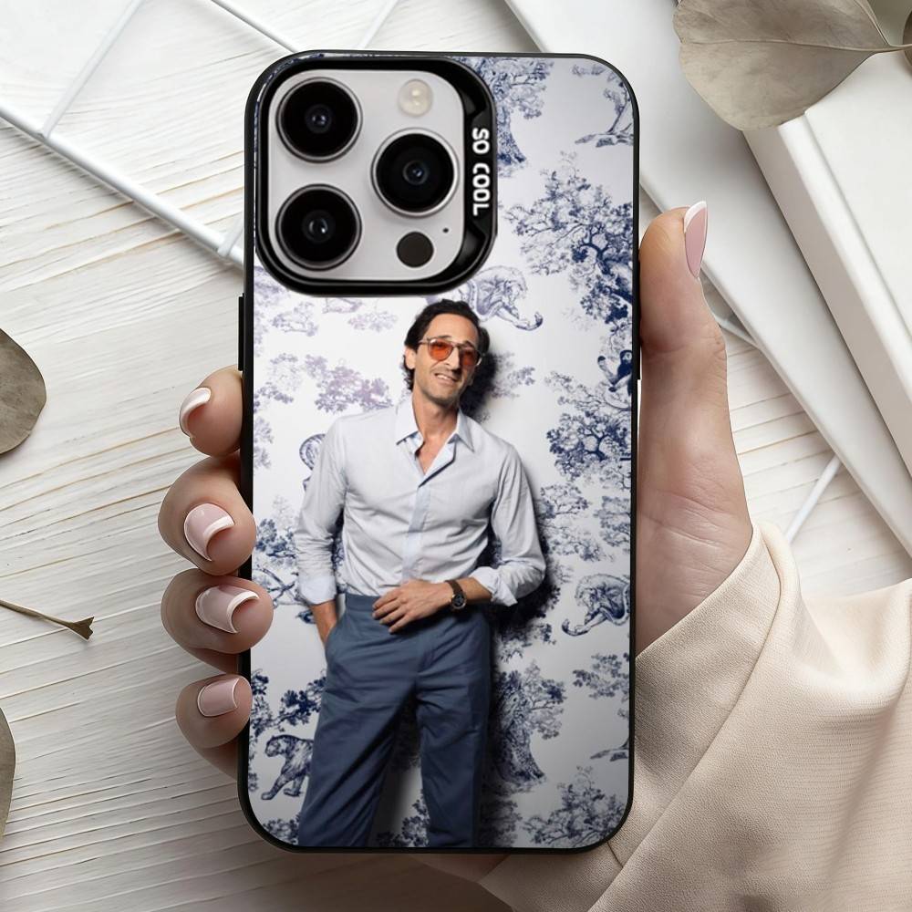 COOL A-Adrien B-Brody Actor Phone Case For iPhone17,16,15,14,13,12,11 Plus,Pro Max Black Candy Silver Phone Case