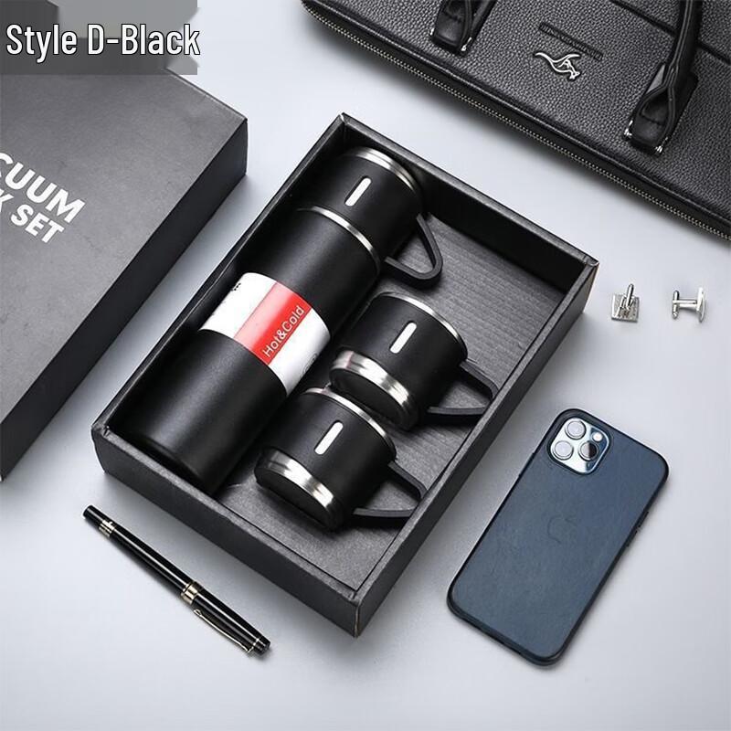 Bashting Stainless Steel Thermos Bottle 3-Lid Gift Set