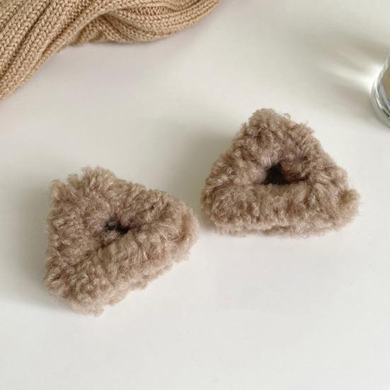 1 Pair Plush Cat Ear Hair Clips Non-Slip Triangle Side Hair Bangs Claw Clamp Decoration Hairpins Winter Women Girls Hair Accessories