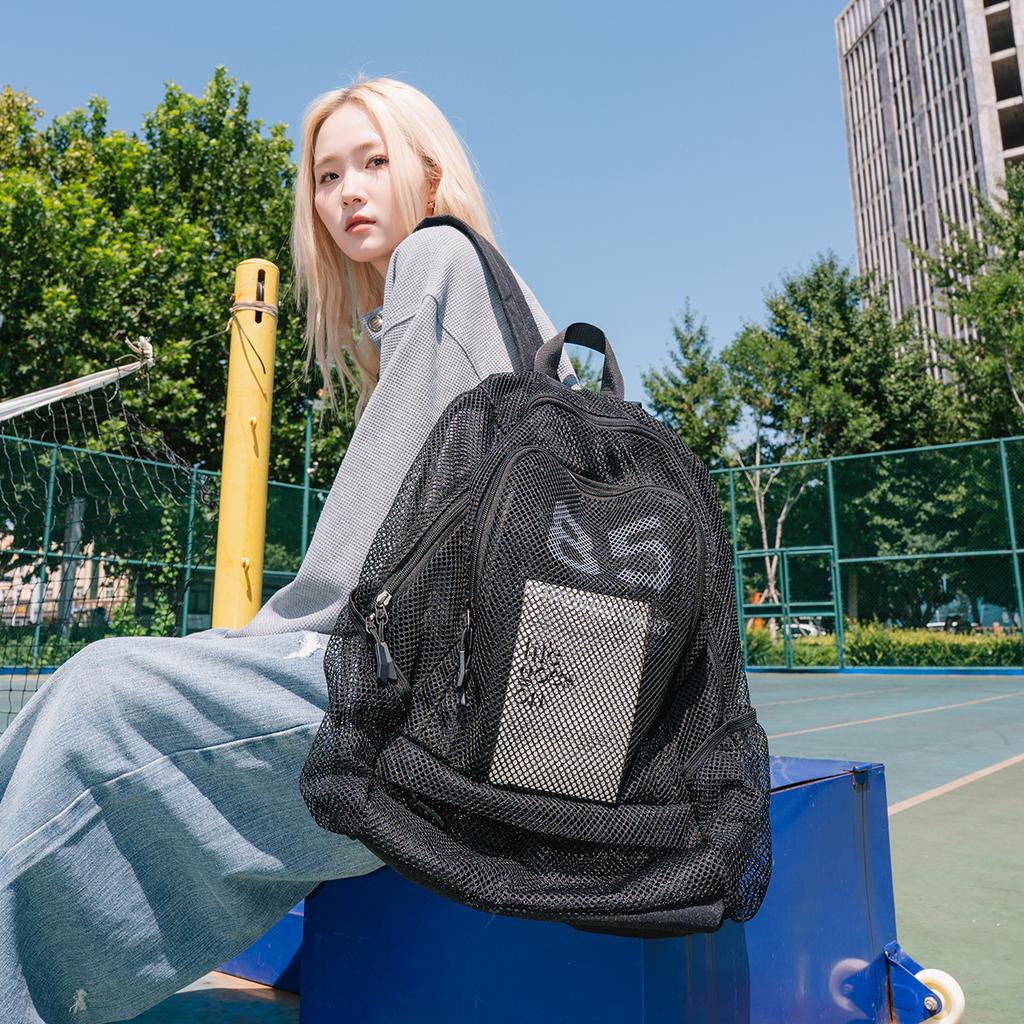 Casual fashion trendy large-capacity unisex student junior high school schoolbag female backpack grid bag storage bag