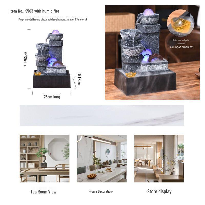Popular Resin Water Feature: Small Zen Desktop Fountain for Wealth and Tranquility