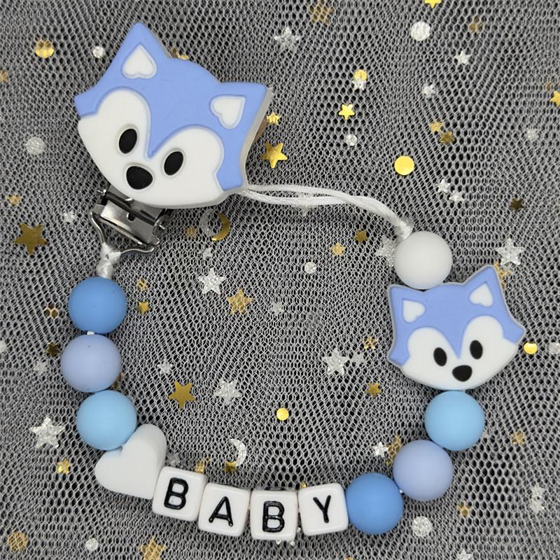 Free Personalised BPA Free Silicone Baad Dummy DIY Silicone Baby Pacifier Custom Clip Name Colorful Pacifier Chain Teething Gift
