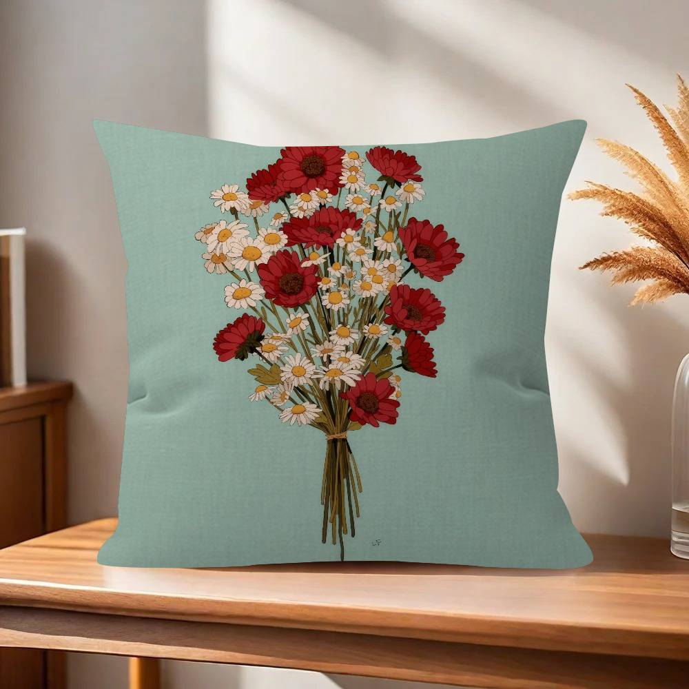 Vintage Floral Art Flower  Pillowcases Home Bedding Decorative Pillow Cover Wedding Super Soft Pillow Case