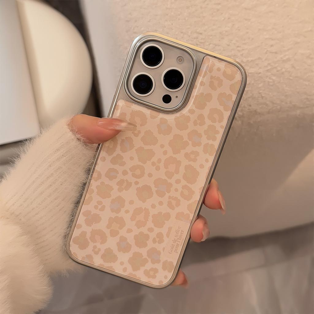 Ins Yellow Leopard Print Suitable for 16 Apple 15pro Max Mobile Phone Case Iphone14 Electroplating Drop Glue 13 Hard Huawei