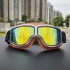 Fahrrad Motorrad Brille Winddicht Motorradhelm Brille Sonnenbrille Retro Universal Leder Retro Motorrad Zubehör