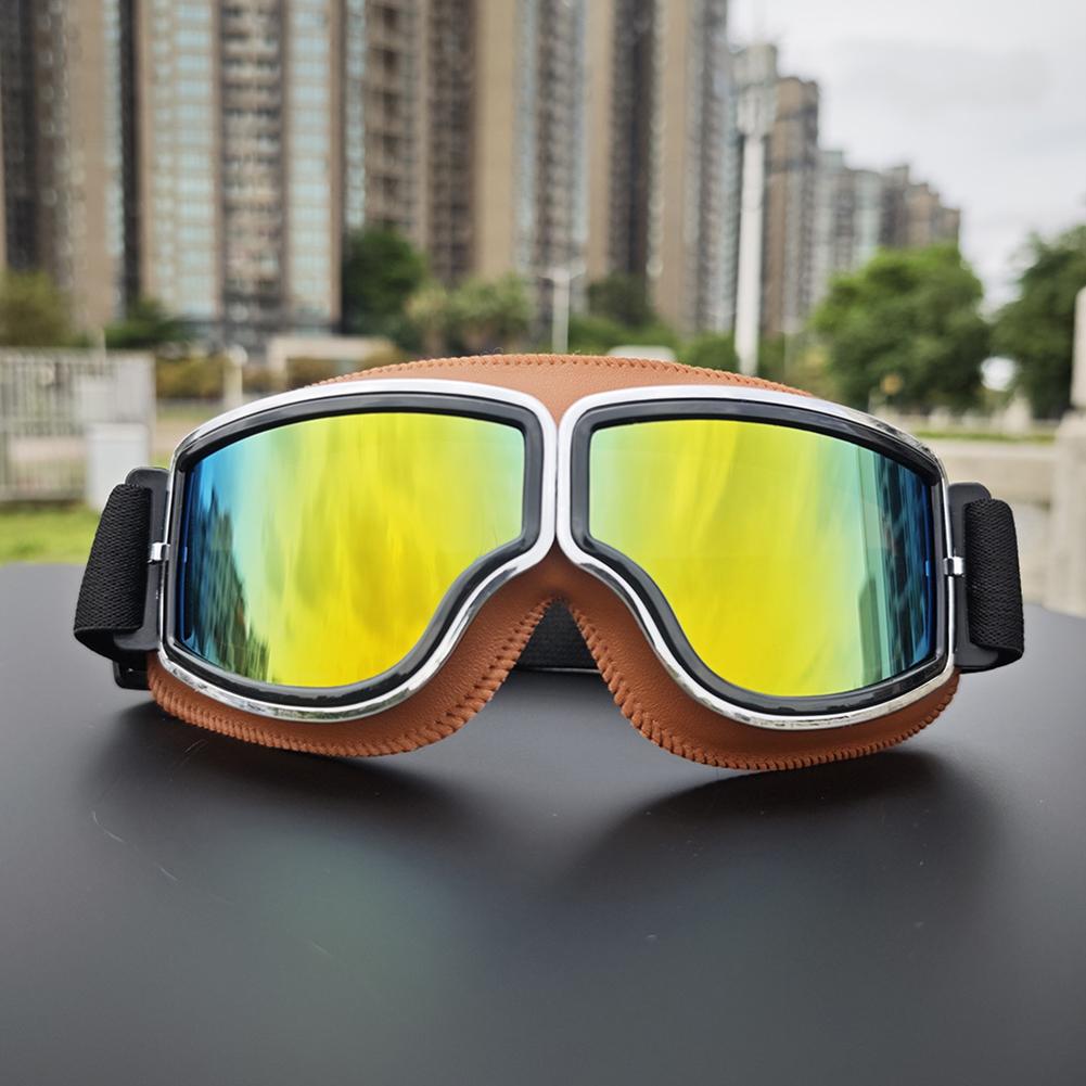 Fahrrad Motorrad Brille Winddicht Motorradhelm Brille Sonnenbrille Retro Universal Leder Retro Motorrad Zubehör