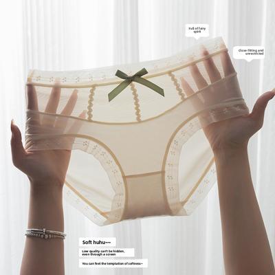 Ladies Spring and Summer Thin Sexy Lace Hollow Mesh Gauze Bag Hip Breathable Waist Triangle Briefs