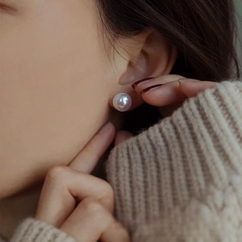 Aurora High-Gloss S925 Silver Pearl Earrings