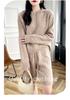 24 Autumn/Winter Women's Ribbed Hooded Sweatshirt & Wool Shorts Set