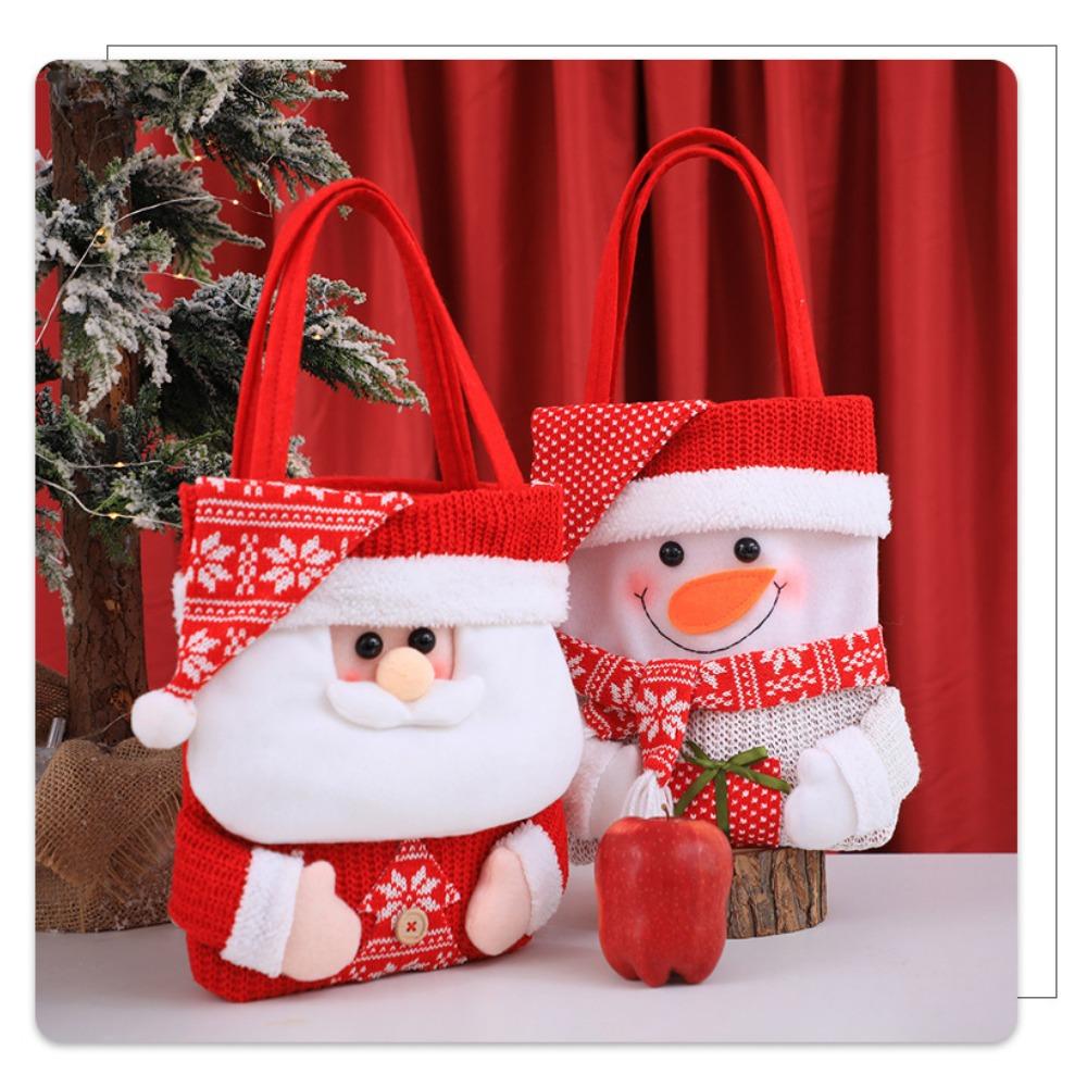 Small Reusable Christmas Bags for Gifts Mini Santa Christmas Treat Bags Christmas Party Bags with Handles Holiday Christmas Gift Pouch Xmas Festival