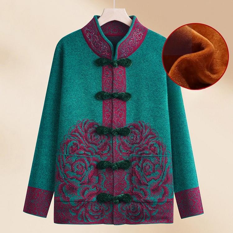 Veste Pull d'Hiver pour Maman Épaissie Vêtements pour Femmes d'Âge Moyen et Âgées, Haut Tendance pour Banquet de Mariage de Belle-Mère