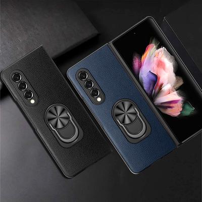 Business Magnetic Ring Leather Case For Samsung Galaxy Z Fold 4 3 Fold4 Fold3 Fold2 Fold 2 5g Anti -Scratch Folding Cover