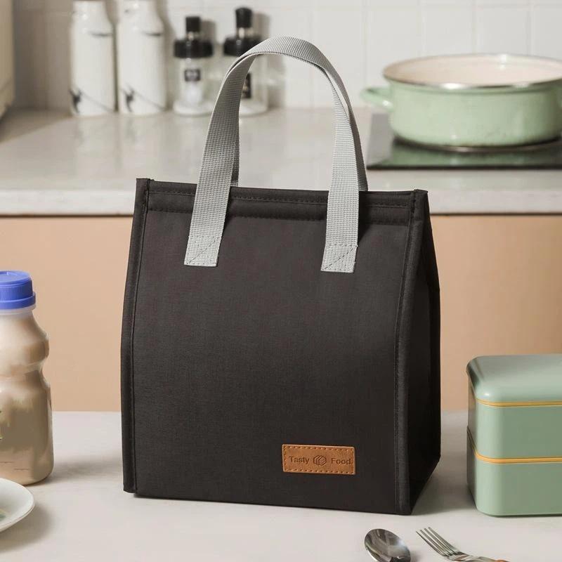Durable Oxford Insulated Lunch Bag With Leakproof Thermal Lining Handle For Office School Picnic Travel