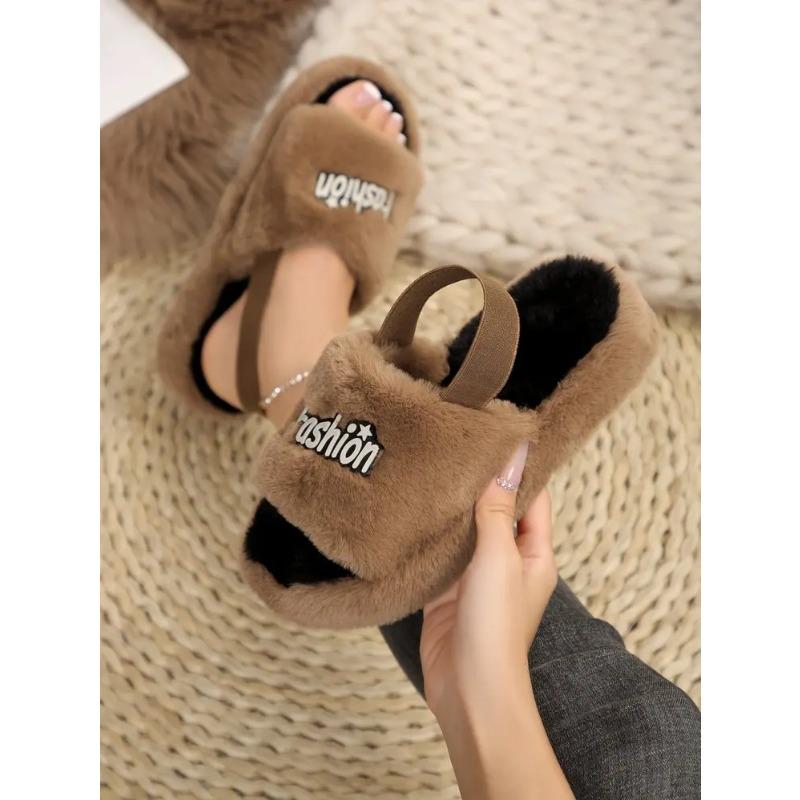 Warm Winter Slippers Fashion Women's Plush Thick-soled Flat Indoor Women's Slippers Non Slip Comfort Bedroom Slippers