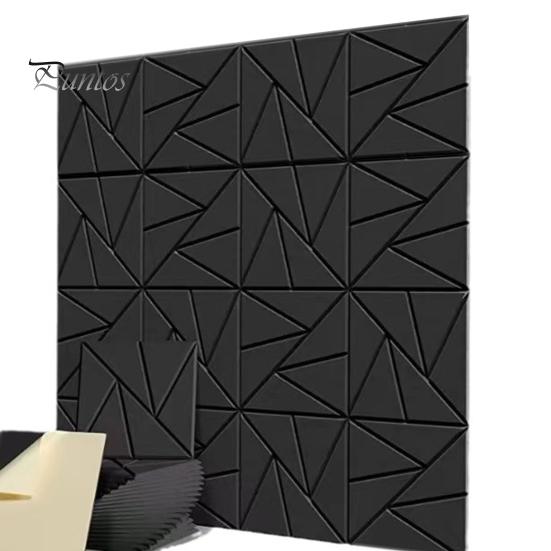 12Pcs Soundproof Wall Panel Self-Adhesive Sound Absorbing High Density Thick Acoustic Foam Panel Noise Reduction Wall Decoration Tile