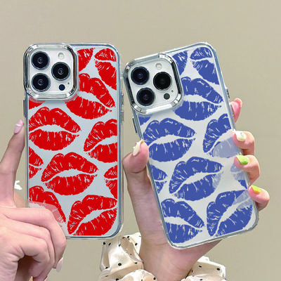 Mode Lippen Muster Klar Telefon Fall Für iPhone 16 15 Pro Max 14 Plus 13 12 Pro 11 Kuss Transparent Weiche Beschichtung objektiv Schutz Stoßfest Abdeckung