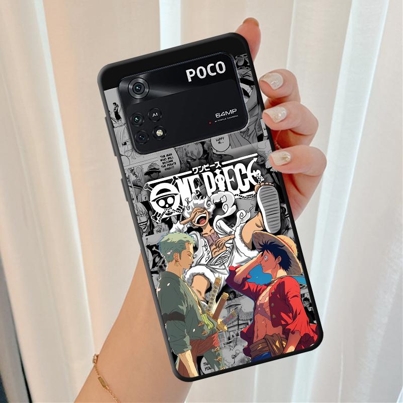 Black Soft Shell Case for Xiaomi Poco F3 F7 X4 Pro X3 NFC C40 C50 M3 M4 Pro X7 C71 C75 X5 M5s M7 C51 C61 One Piece Luffy Anime